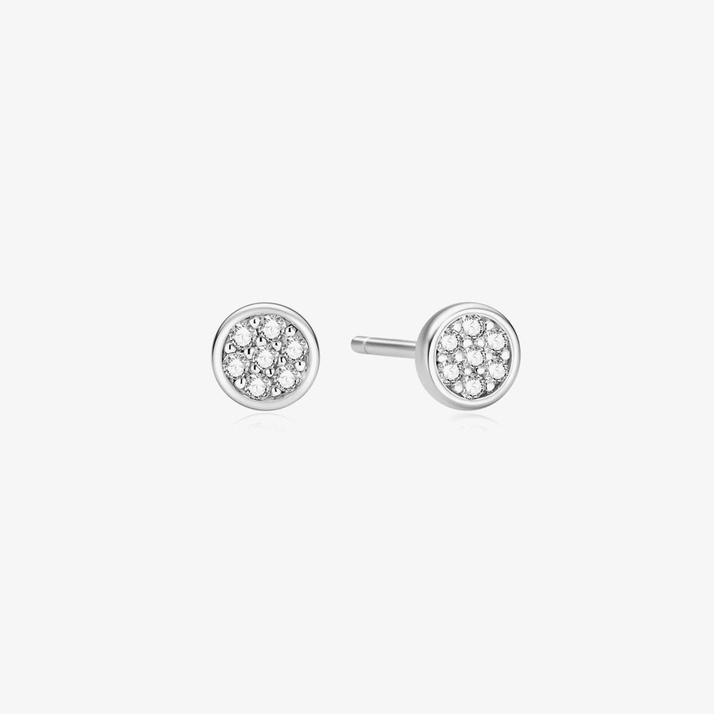 Ania Haie Silver Small Pave Disc Stud Earrings E075-02HE075-02H