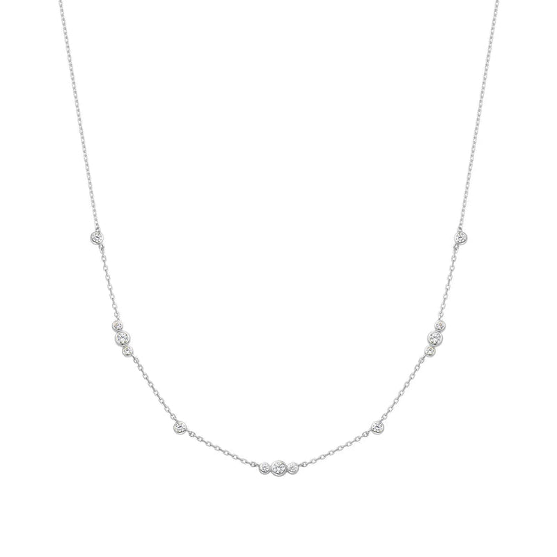 Ania Haie Silver Sparkling Bezel Cubic Zirconia Station Necklace N065 - 04HN065-04H