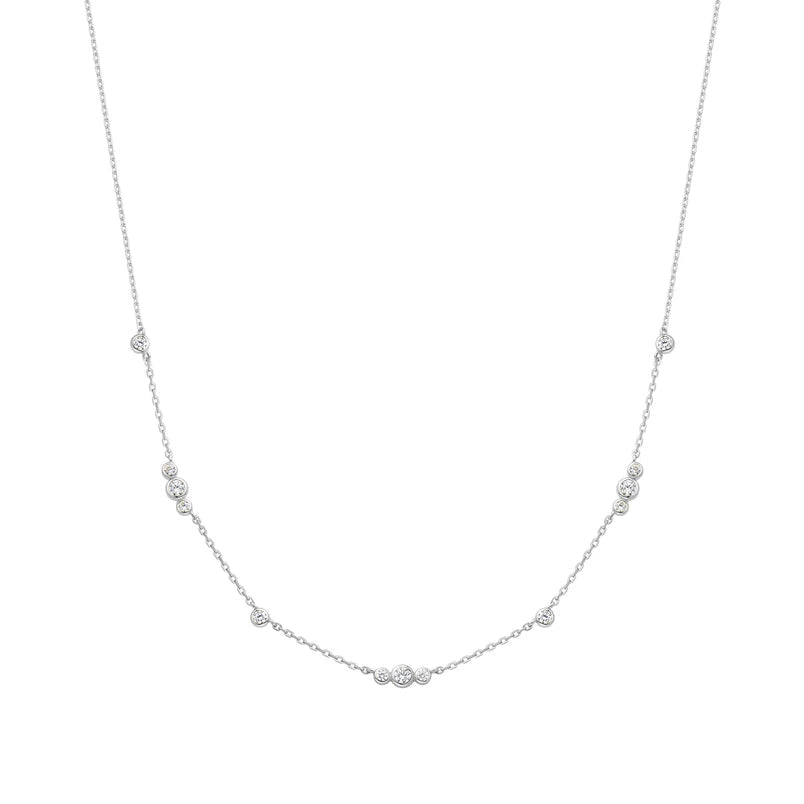 Ania Haie Silver Sparkling Bezel Cubic Zirconia Station Necklace N065 - 04HN065-04H