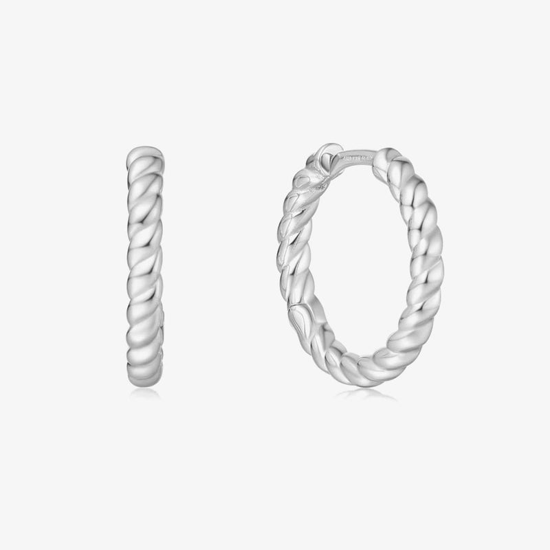 Ania Haie Silver Texture Medium Huggie Hoop Earrings E063 - 05HE063-05H