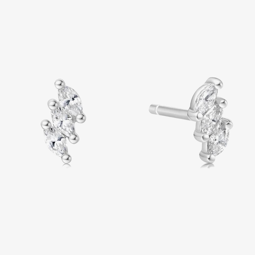 Ania Haie Silver Triple Marquise Stud Earrings E063 - 01HAPP-E063-01H