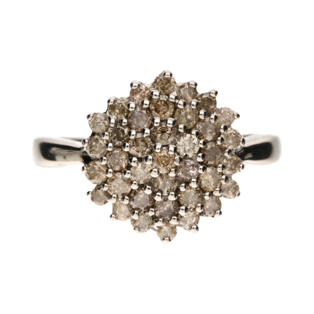 Pre-Owned 9ct White Gold Diamond Cluster Ring Size N1/2 image 0