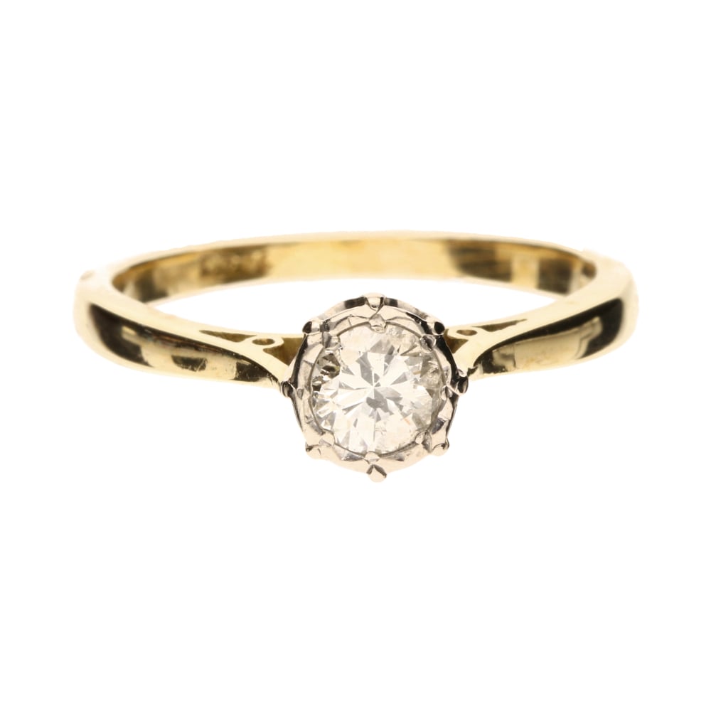 Pre-Owned 18ct Yellow Gold Illusion Set 0.35ct Diamond Solitaire Ring image 0