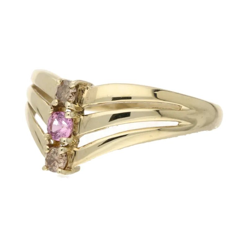 Beautifully Crafted Pre - Owned 9ct Gold Pink and Champagne Ring2026W35-24-1