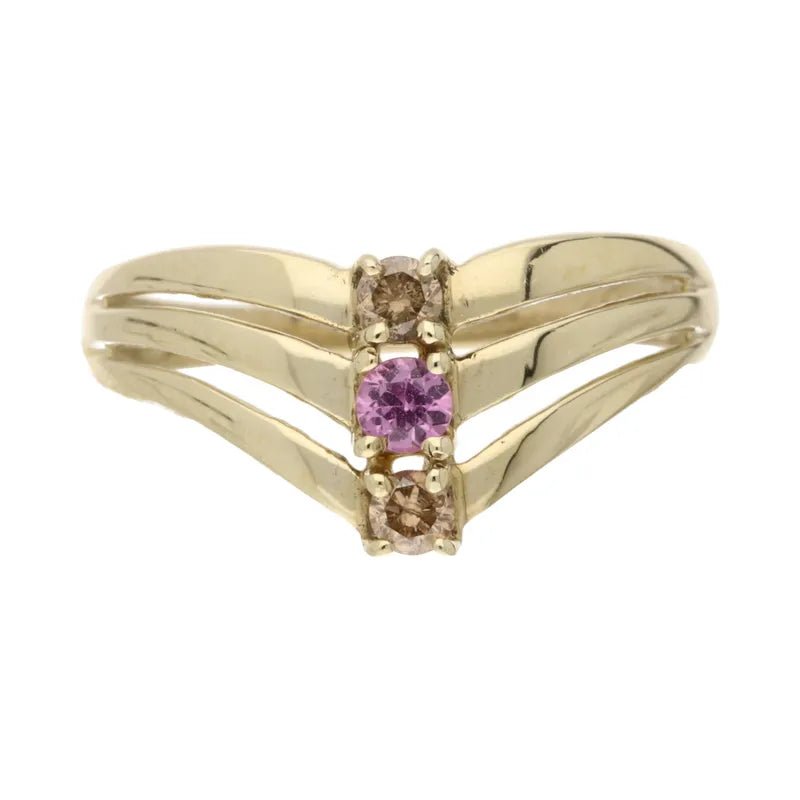Beautifully Crafted Pre - Owned 9ct Gold Pink and Champagne Ring2026W35-24-1