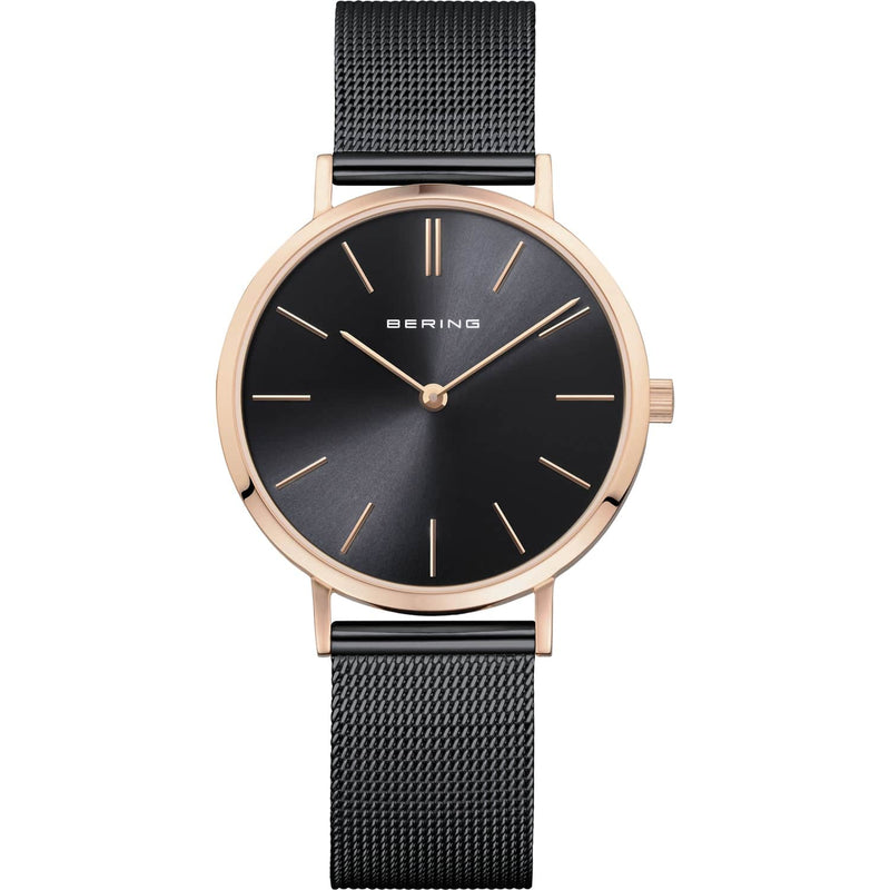 Bering Ladies' Black and Rose Gold Classic Watch 14134 - 166