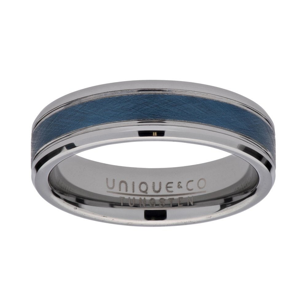 Tungsten Carbide with Blue Plating 6mm Ring image 0