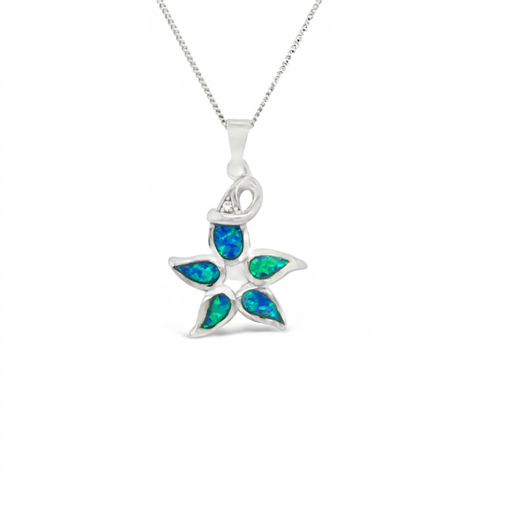 Sugar Sugar Silver Lab Opal Flower Pendant image 0