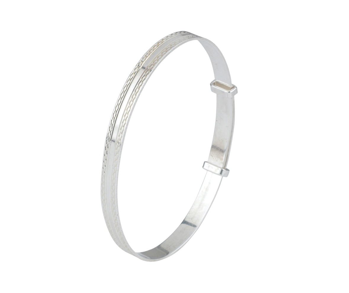 Sterling Silver Pattern-Edged Bangle image 0