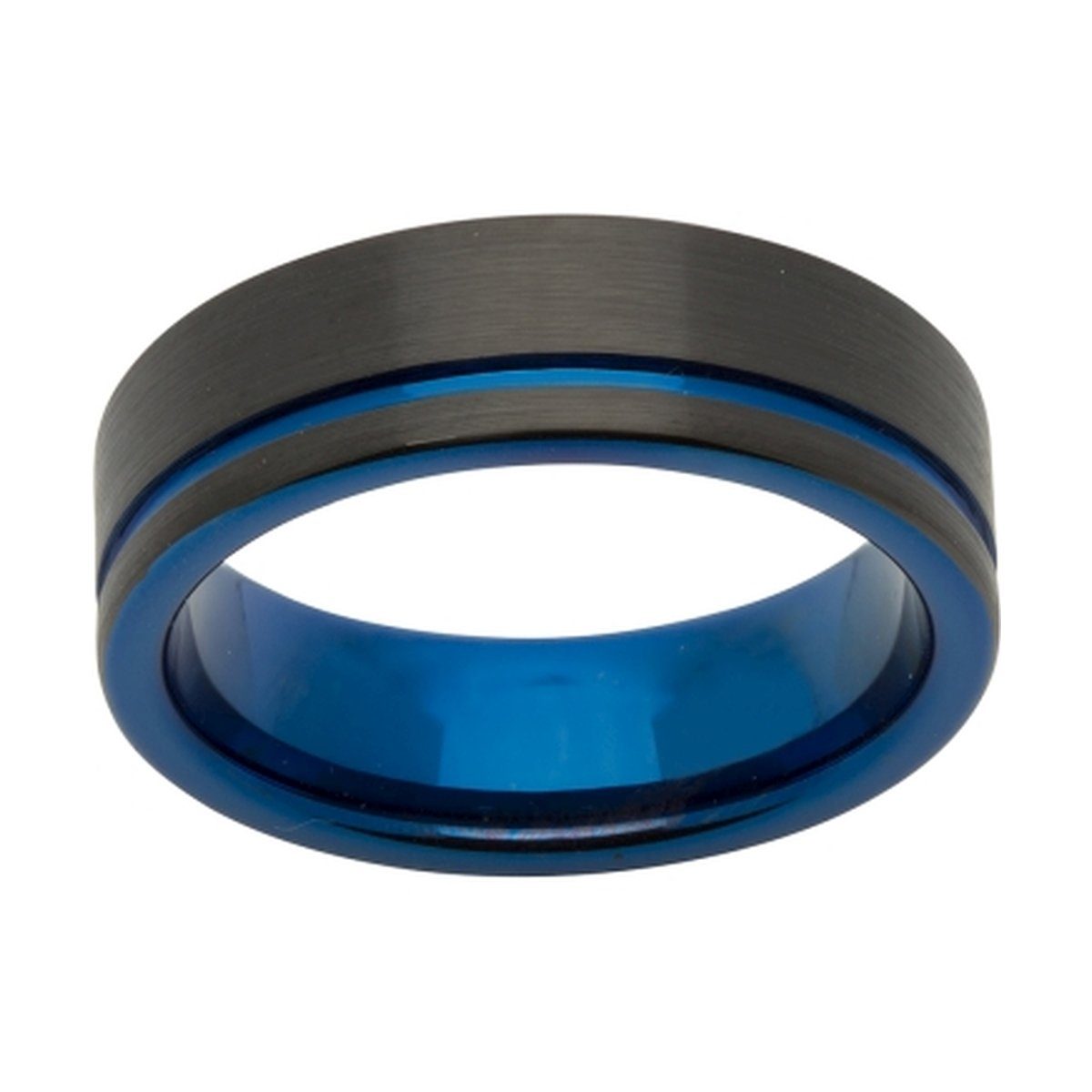 Tungsten Carbide with Blue/Black Plating 7 mm Ring image 0