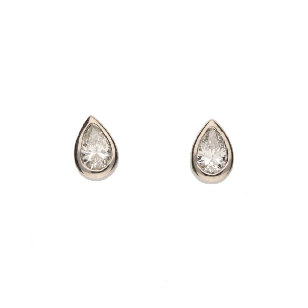 18ct White Gold Pear Shaped Diamond Stud Earrings image 0
