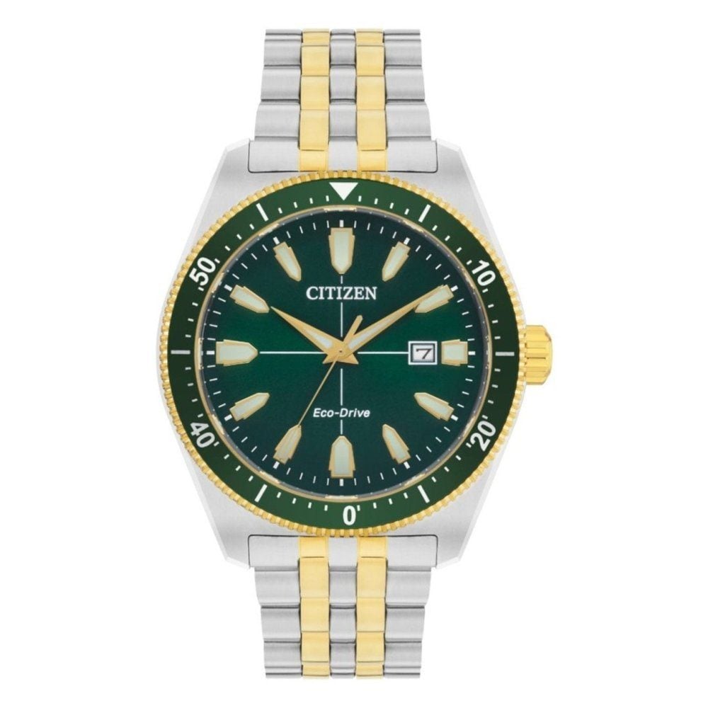 Citizen Eco - Drive Green Dial Two Tone Bracelet Watch AW1594 - 89X