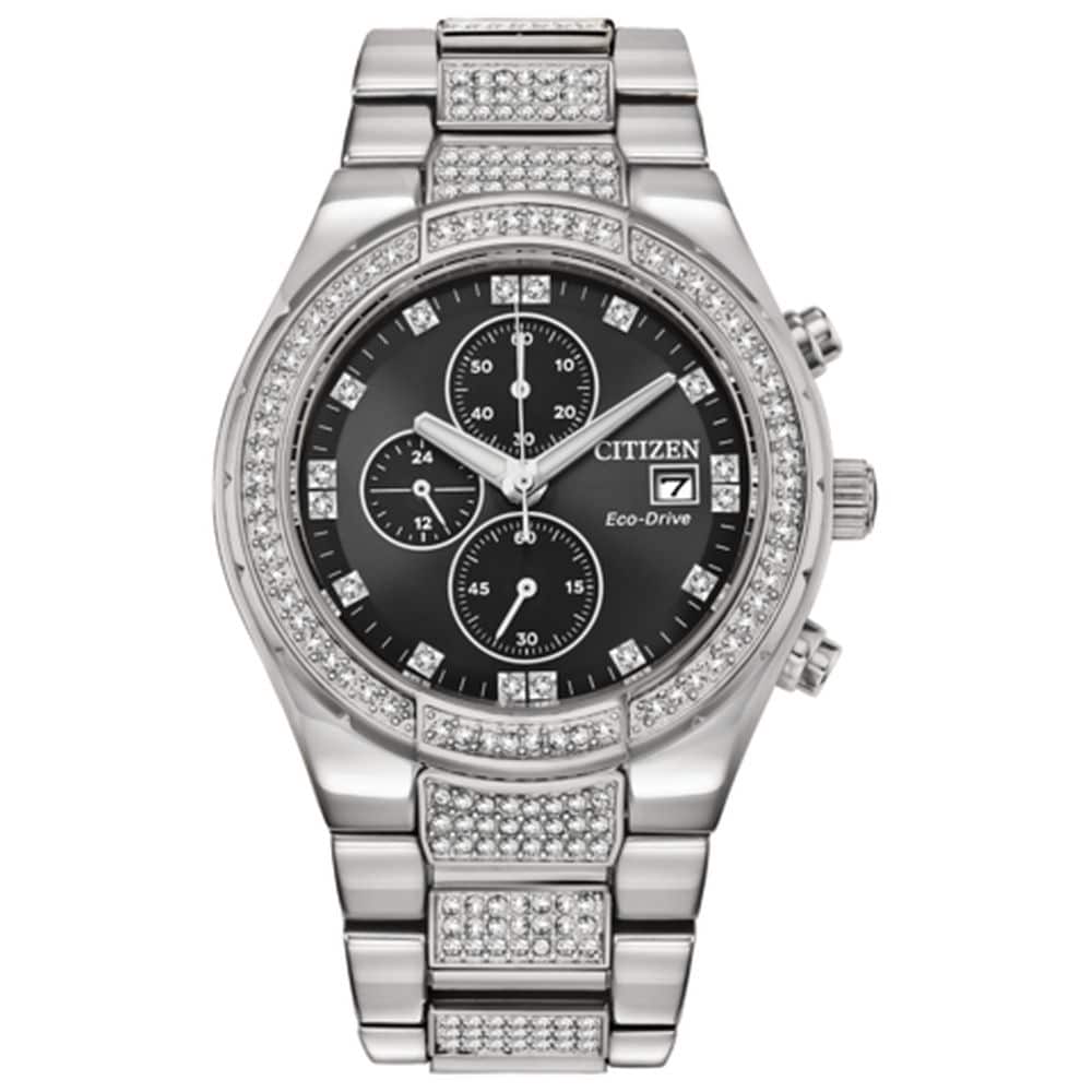 Citizen Men's Eco - Drive Crystal Silver Tone Chronograph Watch CA0750 - 53E