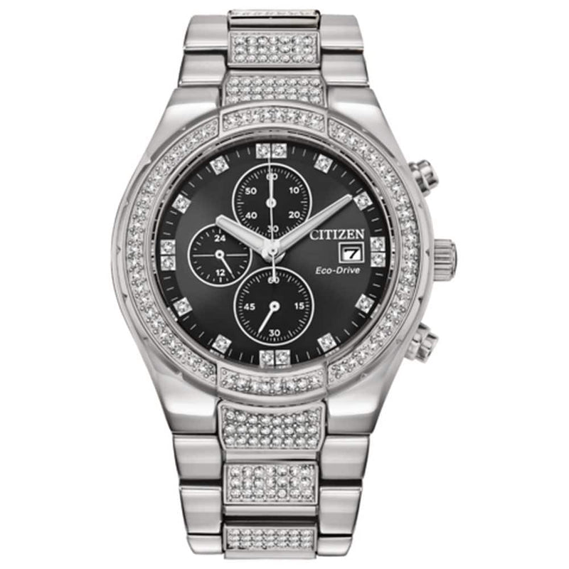 Citizen Men's Eco - Drive Crystal Silver Tone Chronograph Watch CA0750 - 53E