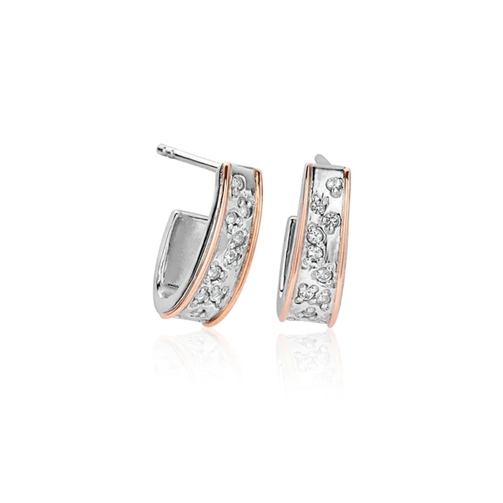 Clogau Cariad Sterling Silver Sparkle Half - Hoop Earrings with Topaz 3SCCBE0180258015