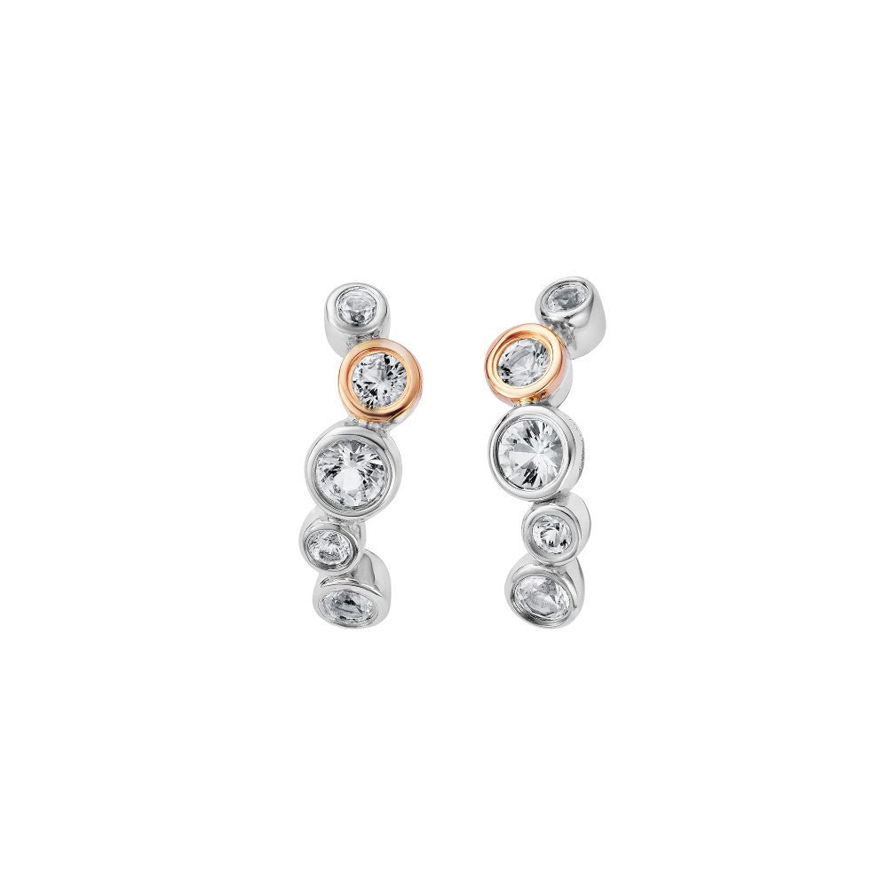 Clogau Celebration Sterling Silver Curved Stud Earrings with Topaz 3SCEL931
