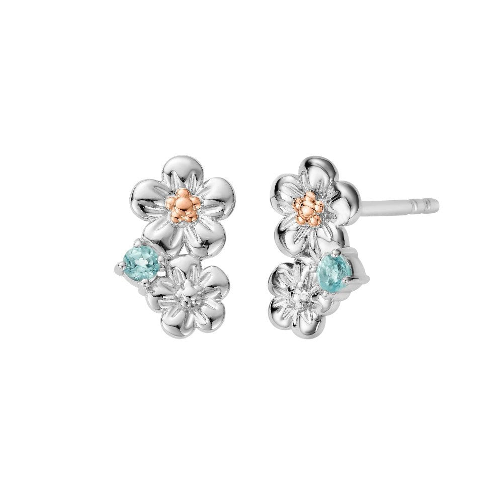 Clogau Celebration Sterling Silver Curved Stud Earrings with Topaz 3SNWO1009