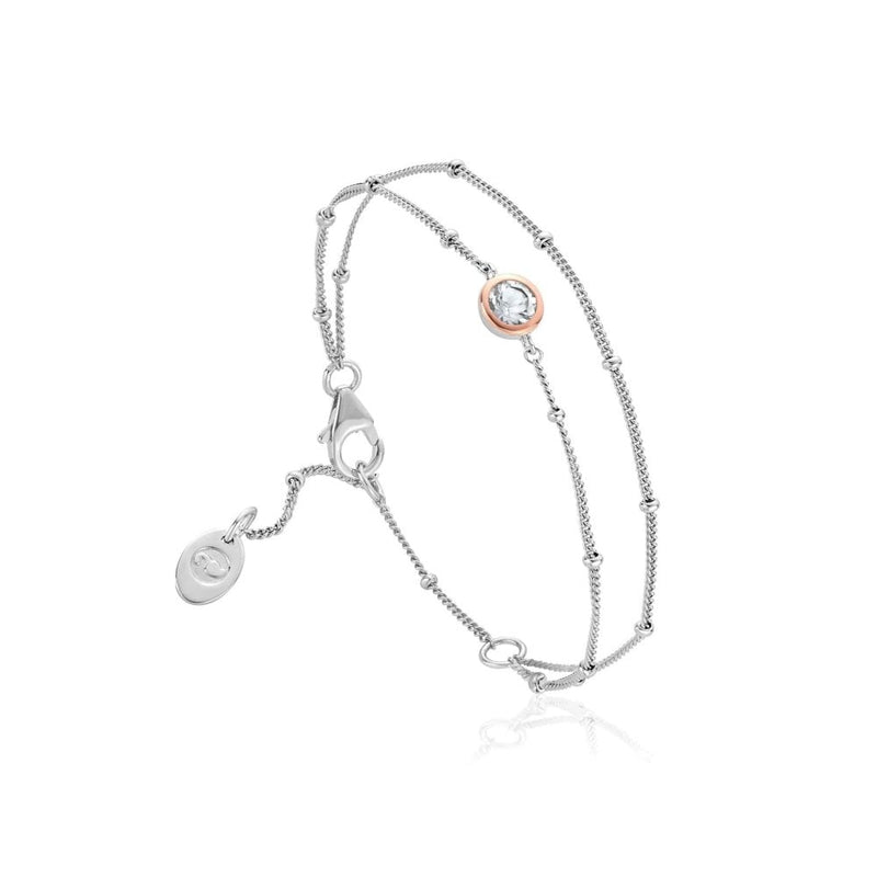 Clogau Celebration Sterling Silver Double - Chain Bracelet with Topaz 3SCLC0061265110