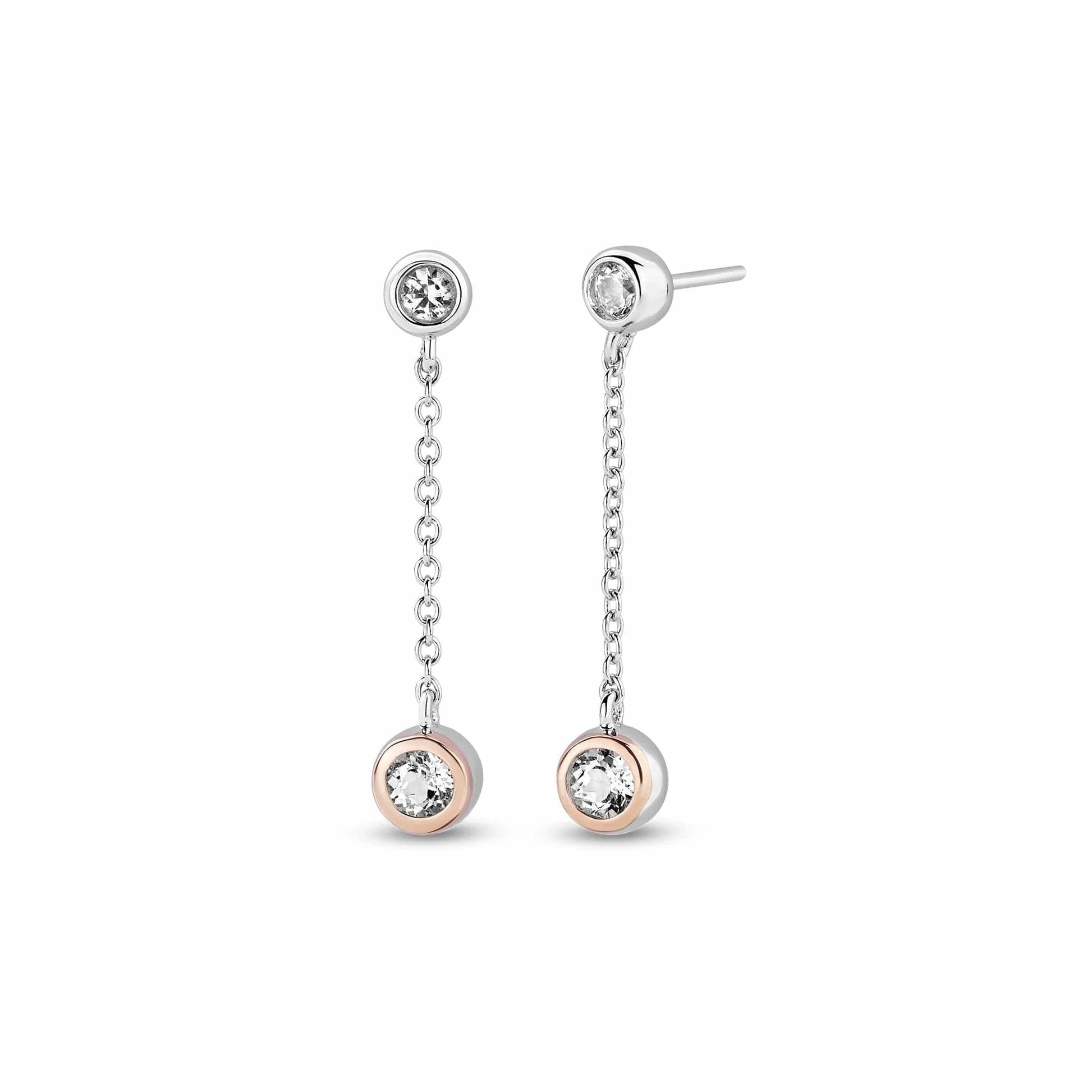 Clogau Celebration Sterling Silver Drop Chain Earrings with Topaz 00273157