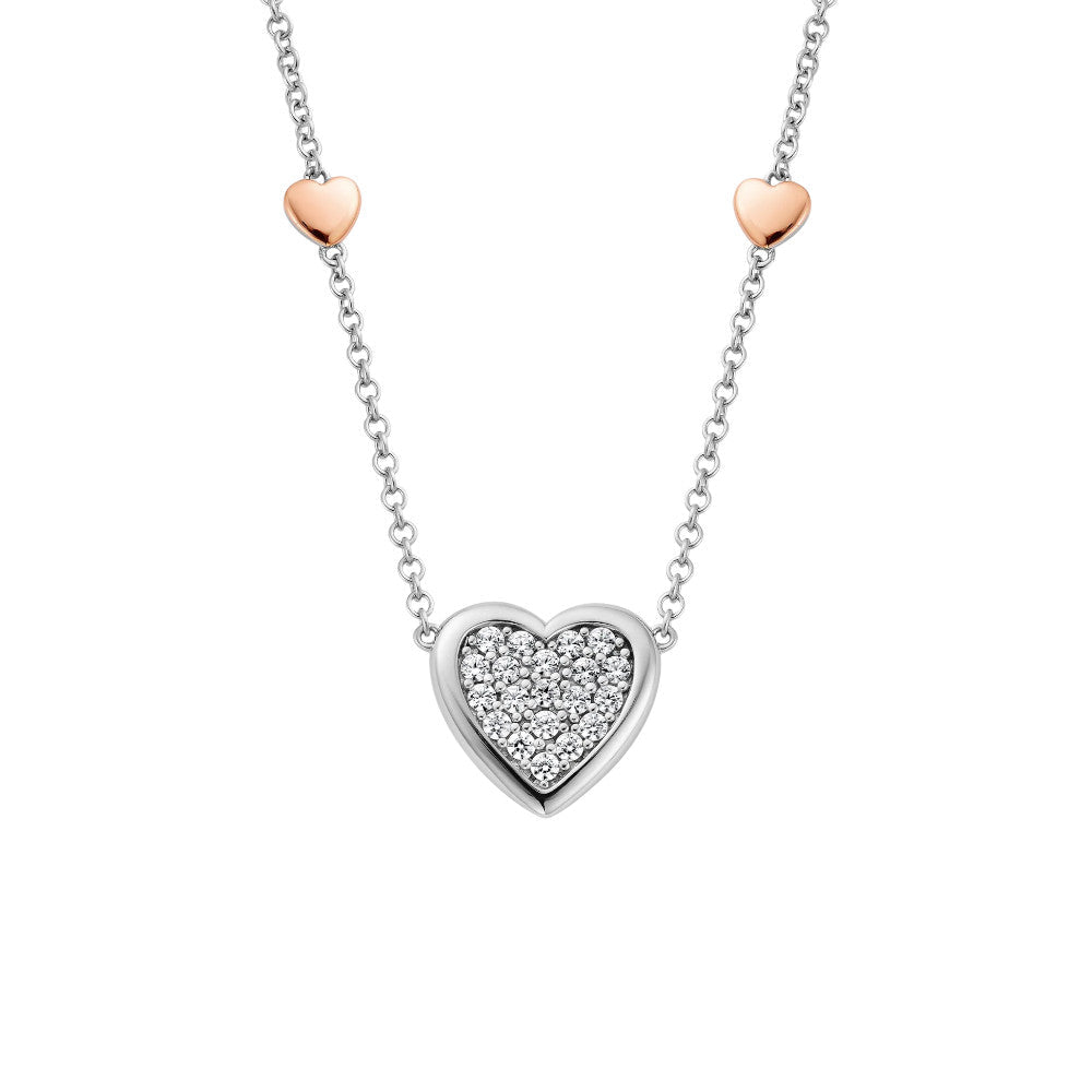 Clogau Forever Yours Sterling Silver Love Heart Necklace with Swarovski Zirconia 3SFYO1008