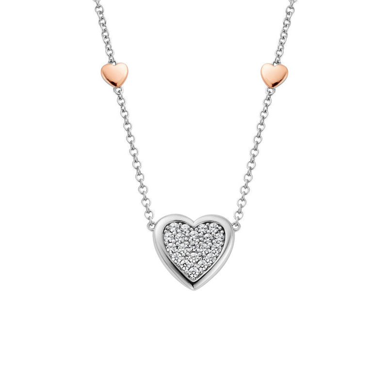 Clogau Forever Yours Sterling Silver Love Heart Necklace with Swarovski Zirconia 3SFYO1008