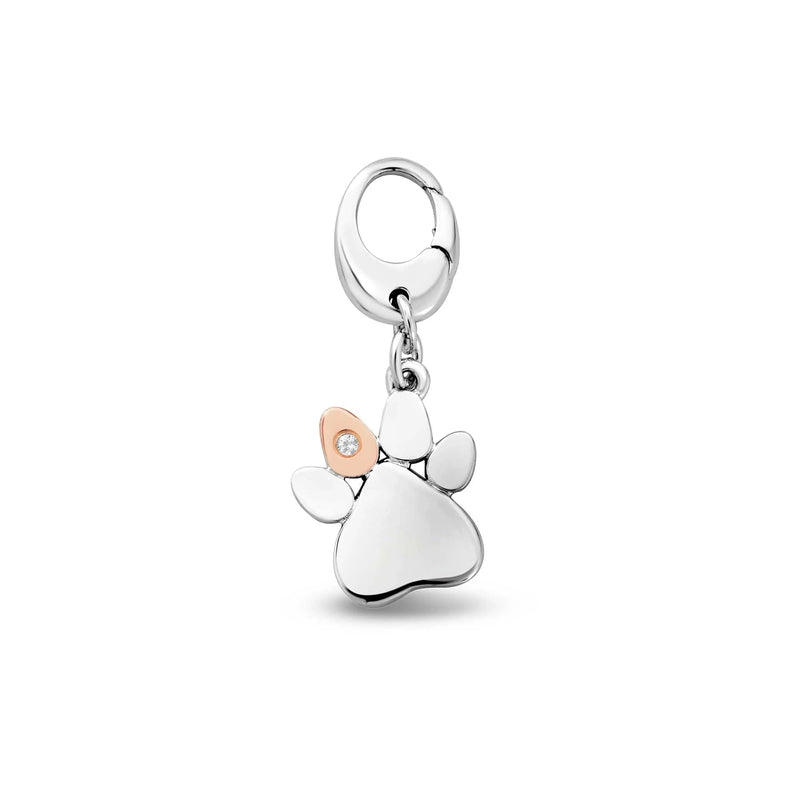 Clogau Insignia Sterling Silver Paw Prints Charm with Topaz 3SPWP0774270097