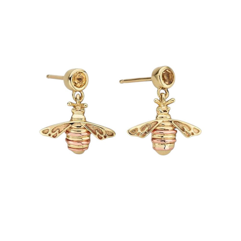 Clogau Nature's Wonder 9ct Solid Gold Honey Bee Drop Earrings HNBDE