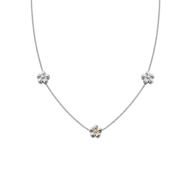 Clogau Nature's Wonder Sterling Silver Forget - Me - Not Adjustable Necklace 3SNWO960