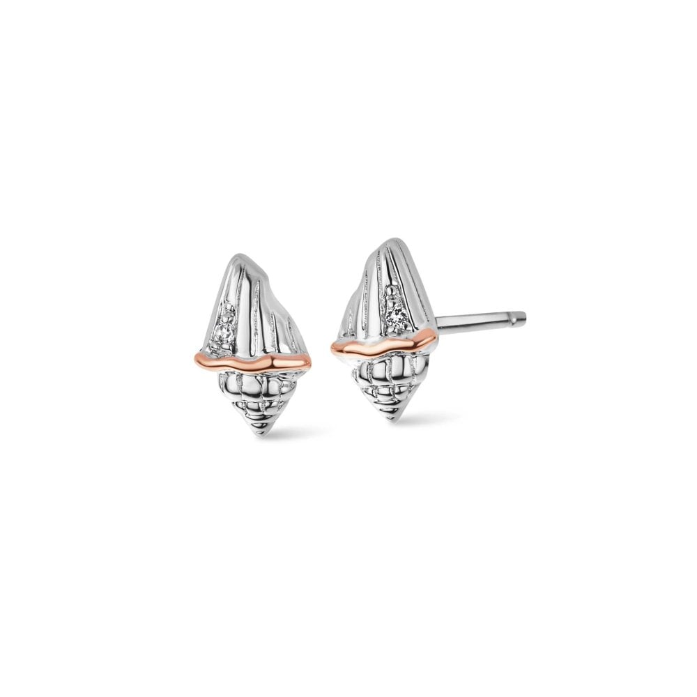 Clogau Nature's Wonder Sterling Silver Seashell Stud Earrings with Topaz 3SBCH0750