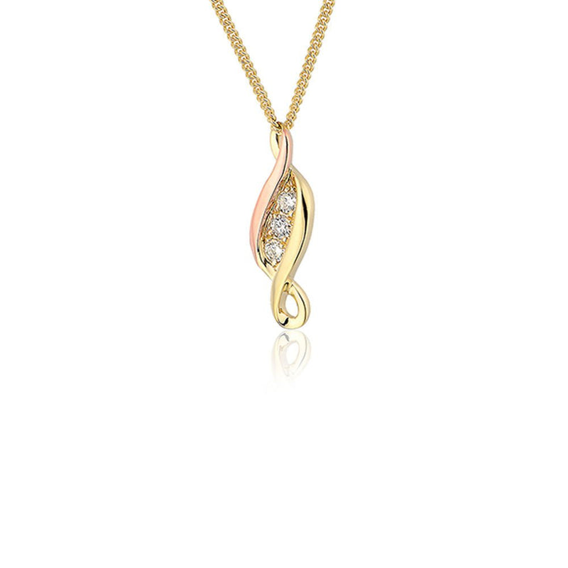 Clogau Past Present Future 9ct Solid Gold Pendant with Diamonds PPFP17005