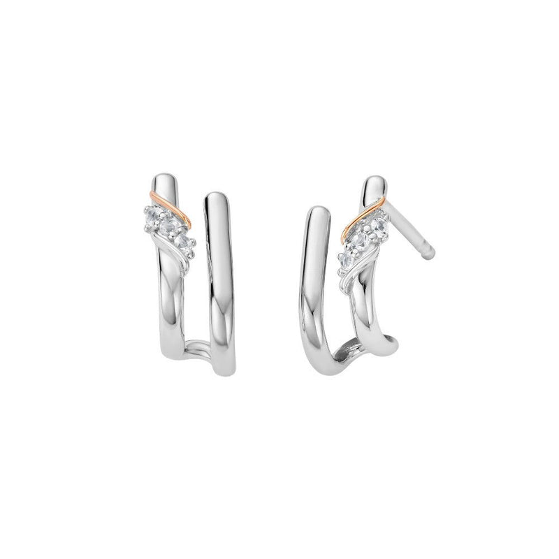 Clogau Past Present Future Sterling Silver Curve Stud Earrings with Topaz 3SPPF964