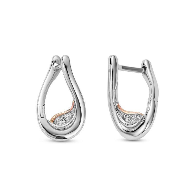 Clogau Past Present Future Sterling Silver Twist Hoop Earrings with Topaz 3SPPF962