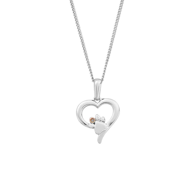 Clogau Paw Prints Sterling Silver Heart Pendant with Topaz 3SPMH769273165