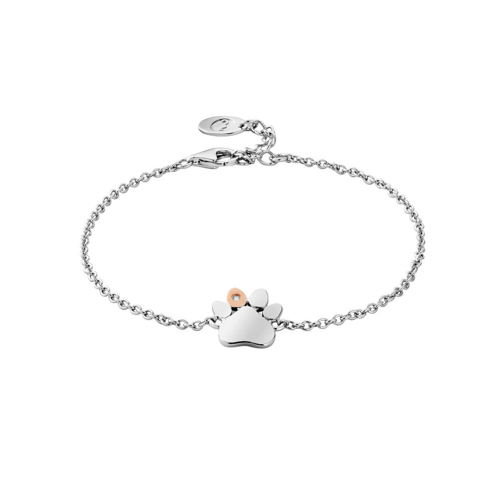 Clogau Paw Prints Sterling Silver Single - Paw Bracelet with Topaz 3SPWP0822270078
