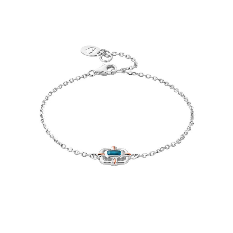 Clogau Royal Sterling Silver Gateways Bracelet with Swiss Blue Topaz 3SEGW0732268326
