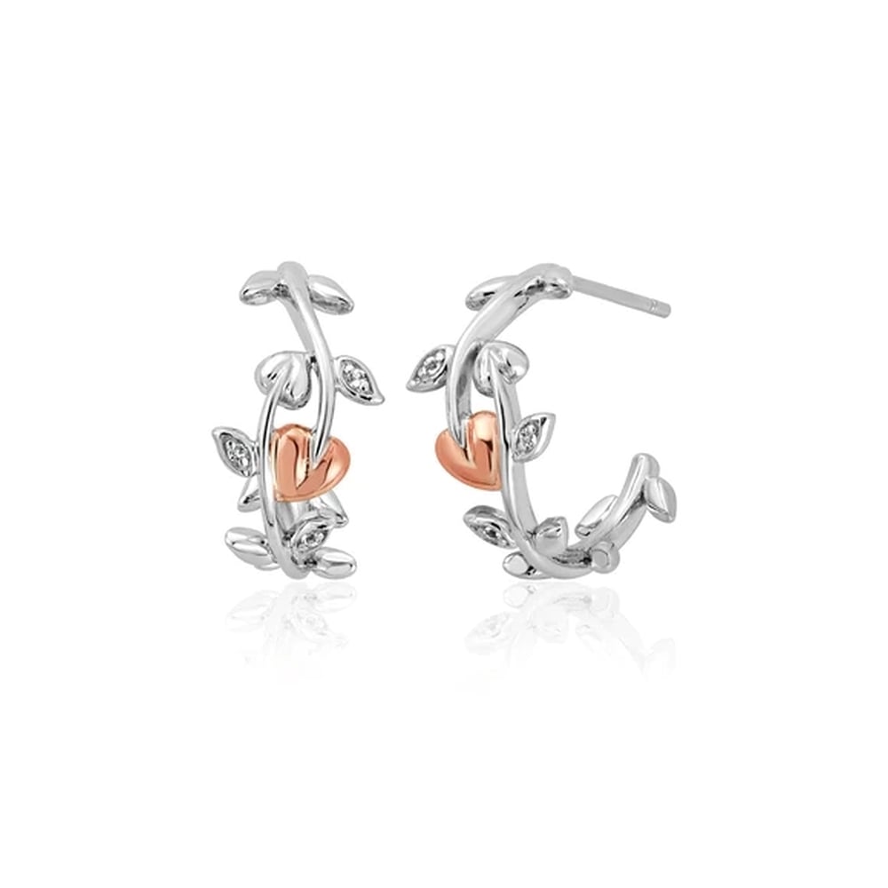 Clogau Tree of Life Sterling Silver Vine Half - Hoop Earrings with Topaz 3STOL023580258016