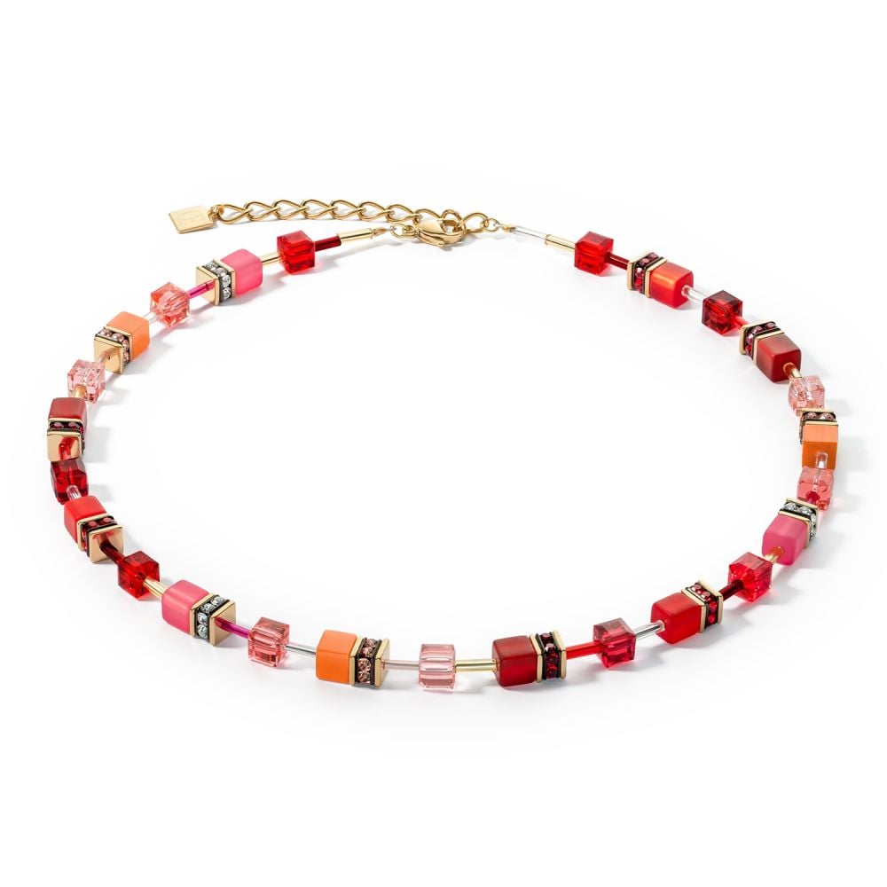 Coeur De Lion GeoCUBE Iconic Gold &amp; Red Necklace 2838/10 - 0300