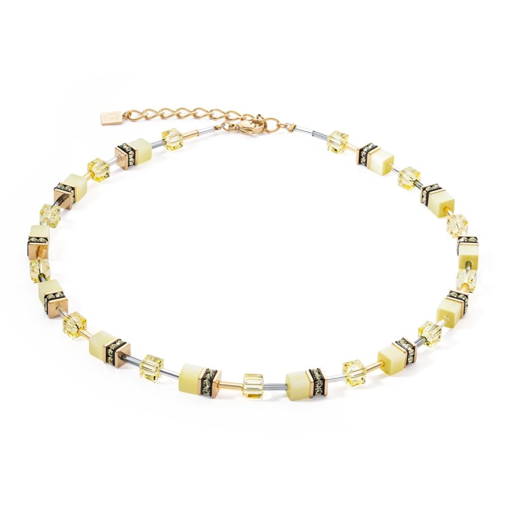 Coeur De Lion GeoCUBE Iconic Mono Gold &amp; Yellow Necklace 4020/10 - 0120