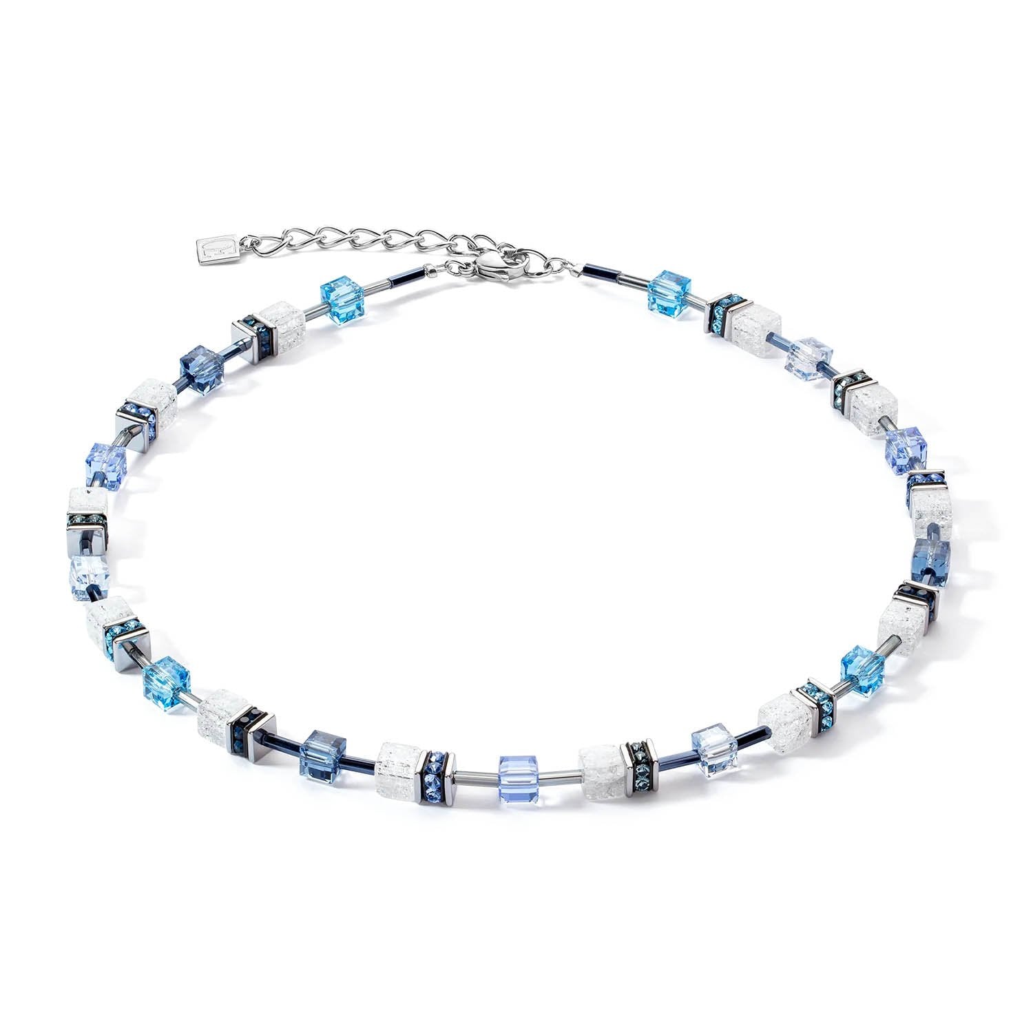 Coeur De Lion GeoCUBE Iconic Nature Blue White Necklace 3018/10 - 0714