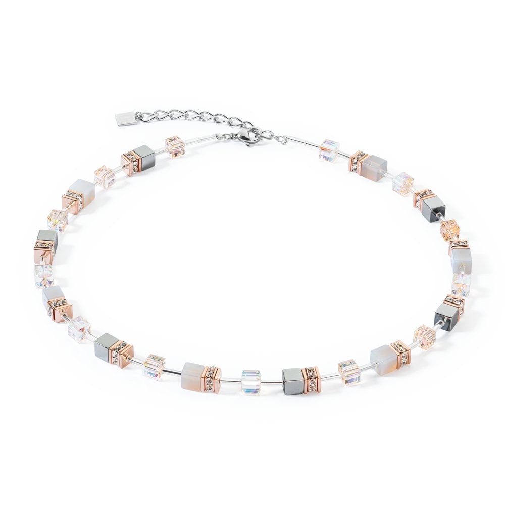 Coeur De Lion GeoCUBE Iconic Precious Rose Gold - Peach Necklace 4017/10 - 0235