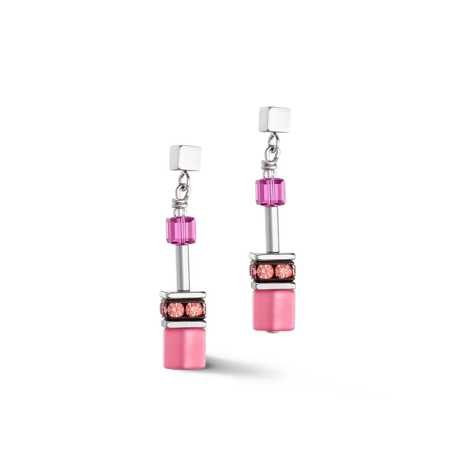 Coeur De Lion GeoCUBE Iconic Viva Magenta Earrings 2838/21 - 0422