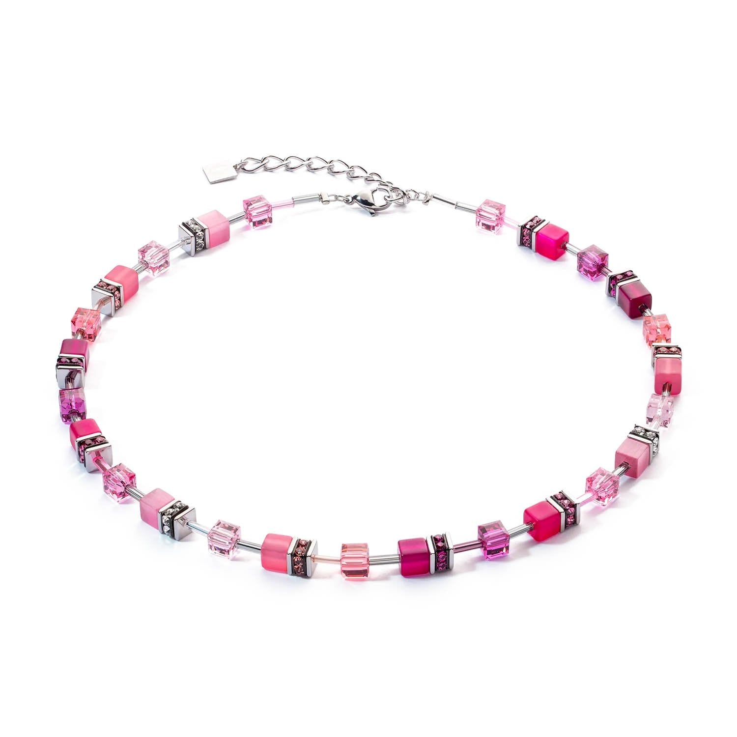 Coeur De Lion GeoCUBE Iconic Viva Magenta Necklace 2838/10 - 0422
