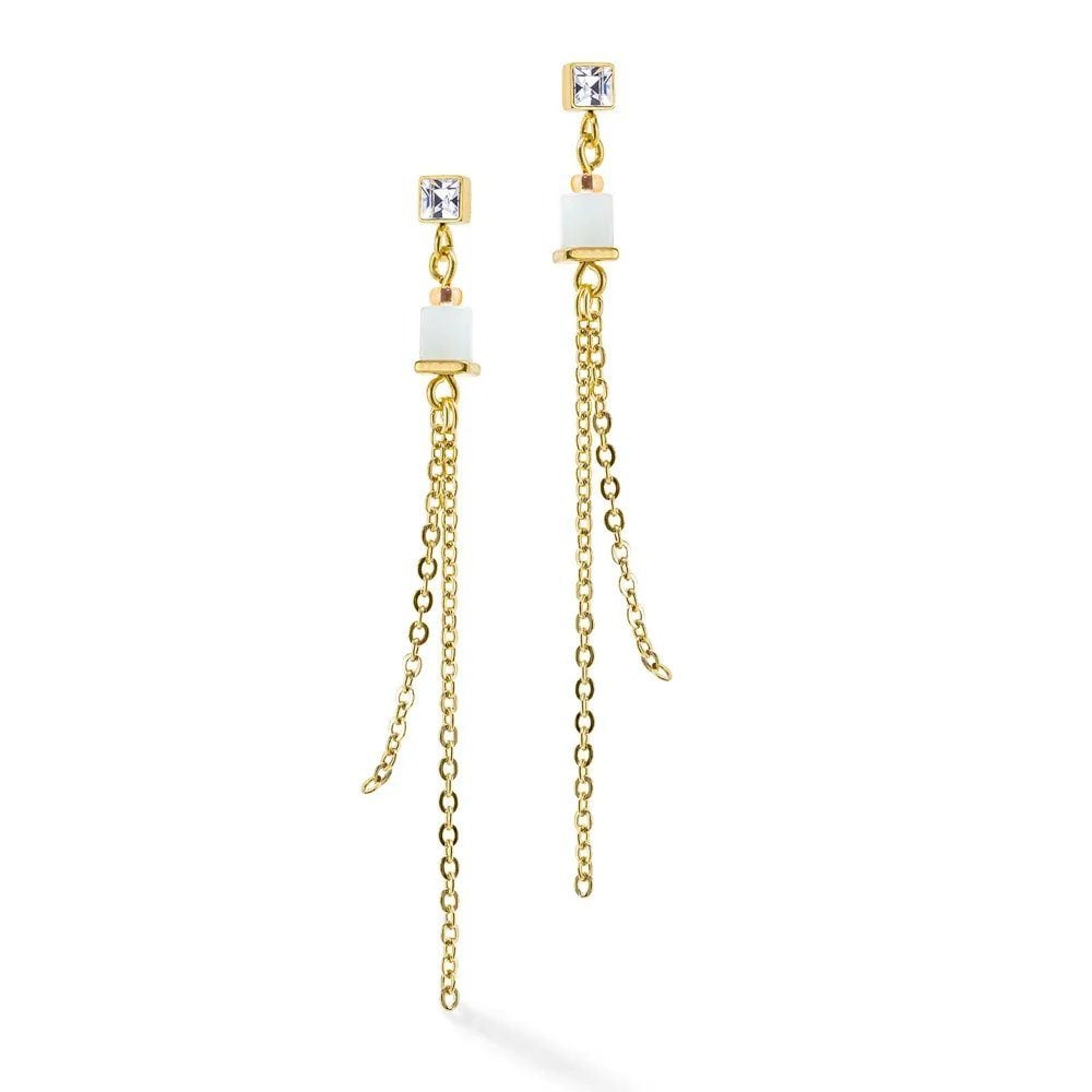 Coeur De Lion GeoCUBE Precious Multicolour Gold Chain Earrings 5087/21 - 1522