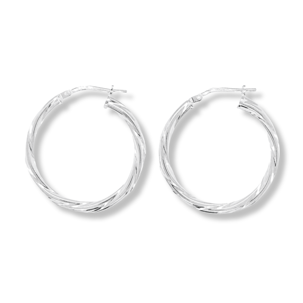 Sugar Sugar Silver 26mm Twist Creole Earrings image 0