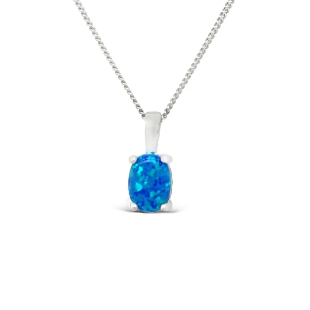 Sugar Sugar Blue Lab 4 Claw Opal Oval Pendant image 0