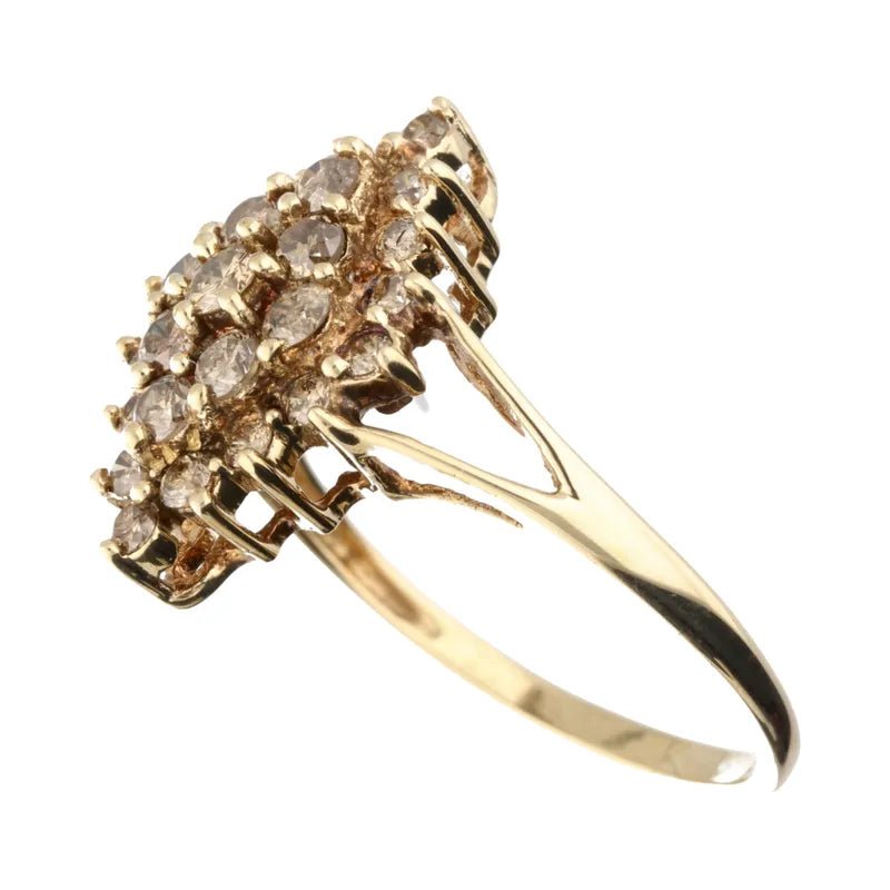 Distinctive Pre - Owned 9ct Yellow Gold Split Shoulder Diamond Cluster Ring2026W35-4-1