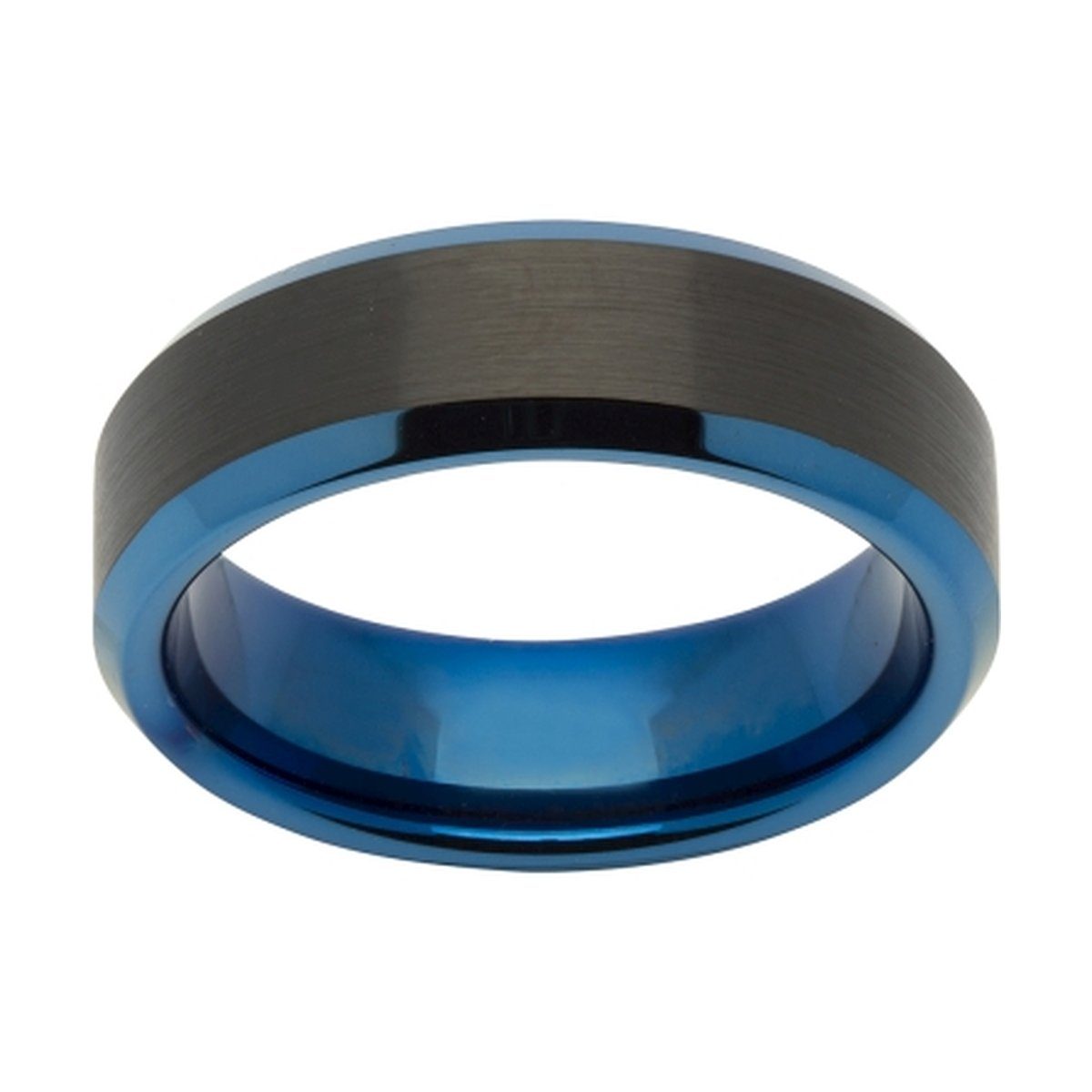 Tungsten Carbide with Blue/Black Plating 7 mm Ring image 0
