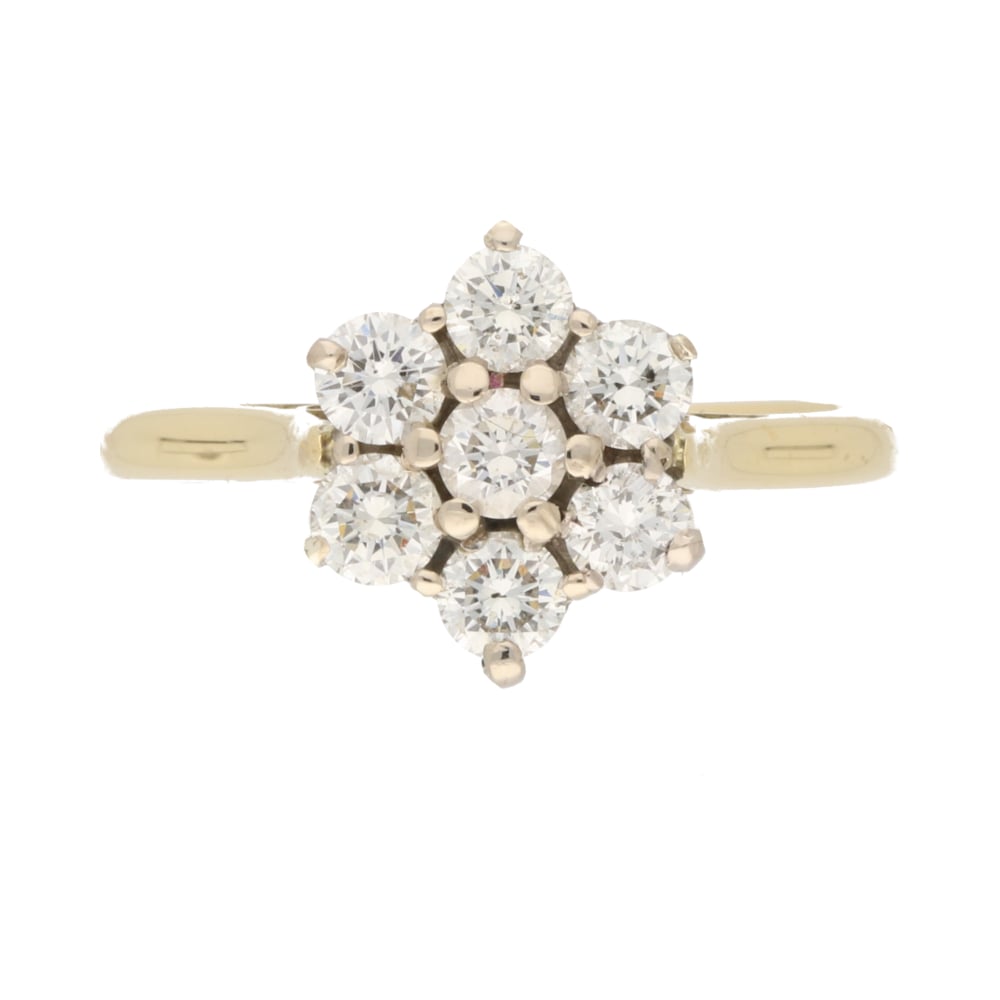 Pre-Owned 18ct Yellow Gold 0.75ct Diamond Flower Cluster Ring image 0