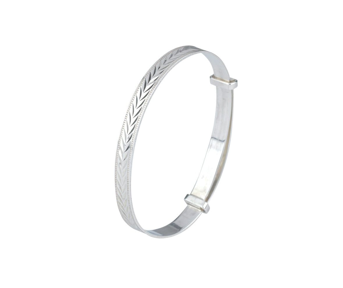 Sterling Silver Patterned Childs Bangle image 0