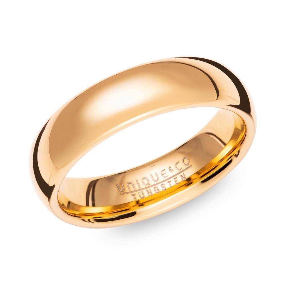 Tungsten Carbide with Yellow Plating 6mm Ring image 0
